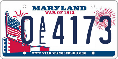 MD license plate 0AE4173