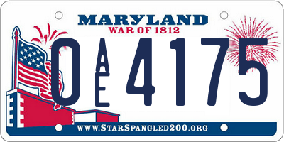 MD license plate 0AE4175