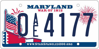 MD license plate 0AE4177