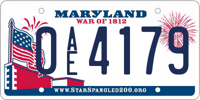 MD license plate 0AE4179