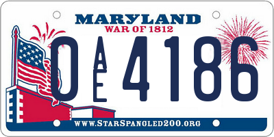 MD license plate 0AE4186