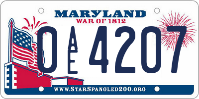 MD license plate 0AE4207