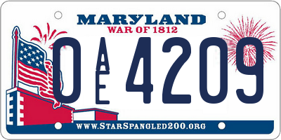 MD license plate 0AE4209