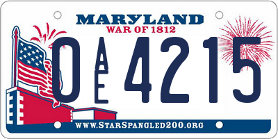 MD license plate 0AE4215