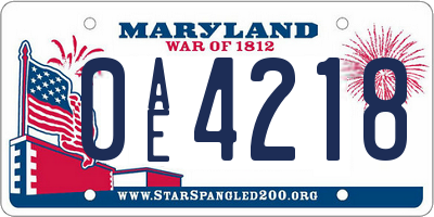 MD license plate 0AE4218