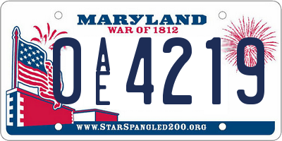 MD license plate 0AE4219