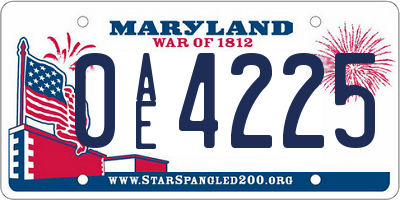 MD license plate 0AE4225