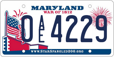 MD license plate 0AE4229