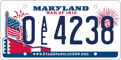 MD license plate 0AE4238