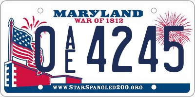 MD license plate 0AE4245