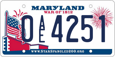 MD license plate 0AE4251