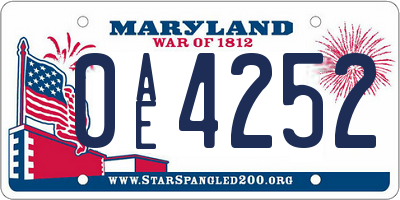MD license plate 0AE4252