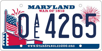 MD license plate 0AE4265