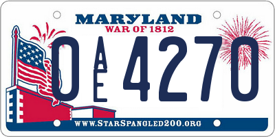 MD license plate 0AE4270