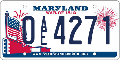 MD license plate 0AE4271