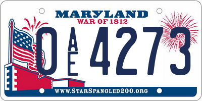 MD license plate 0AE4273