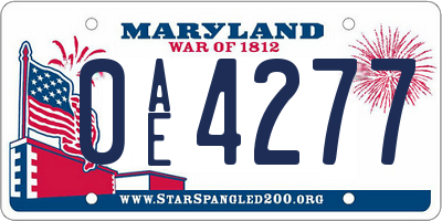 MD license plate 0AE4277
