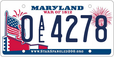 MD license plate 0AE4278