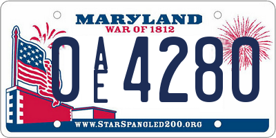 MD license plate 0AE4280