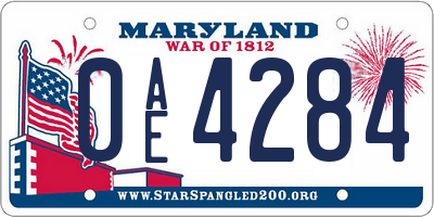 MD license plate 0AE4284