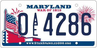 MD license plate 0AE4286