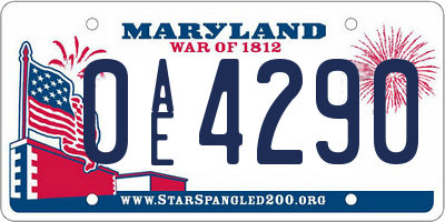 MD license plate 0AE4290