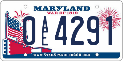 MD license plate 0AE4291