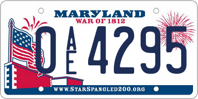 MD license plate 0AE4295