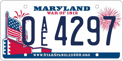MD license plate 0AE4297
