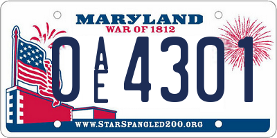 MD license plate 0AE4301