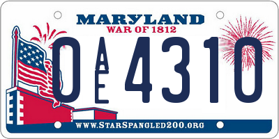 MD license plate 0AE4310