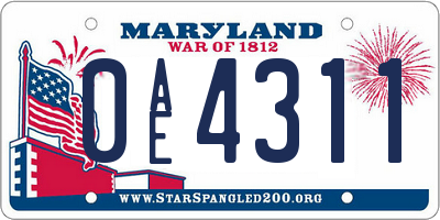 MD license plate 0AE4311
