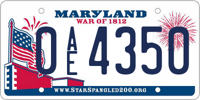 MD license plate 0AE4350