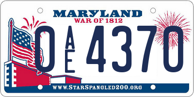 MD license plate 0AE4370