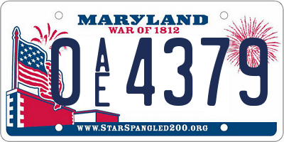 MD license plate 0AE4379