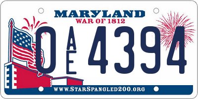 MD license plate 0AE4394