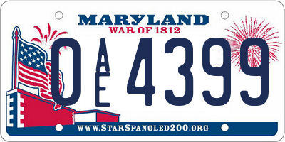 MD license plate 0AE4399