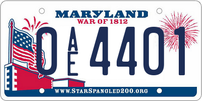 MD license plate 0AE4401