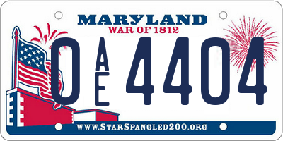 MD license plate 0AE4404