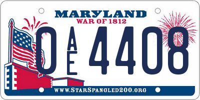 MD license plate 0AE4408