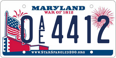 MD license plate 0AE4412