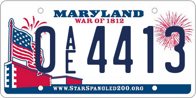 MD license plate 0AE4413