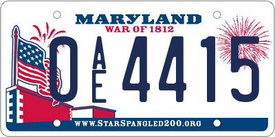 MD license plate 0AE4415