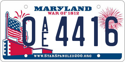 MD license plate 0AE4416