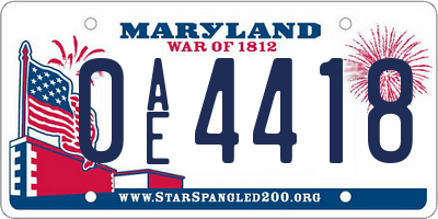 MD license plate 0AE4418
