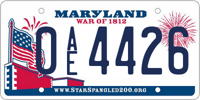 MD license plate 0AE4426