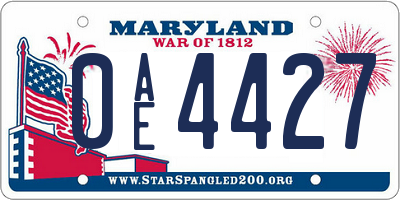 MD license plate 0AE4427