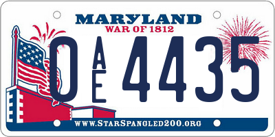 MD license plate 0AE4435