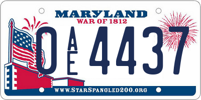 MD license plate 0AE4437