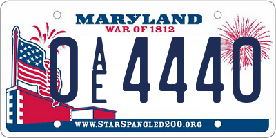 MD license plate 0AE4440